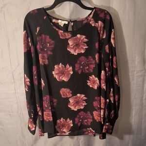 Maurices multicolored long sleeve floral crew neck blouse
